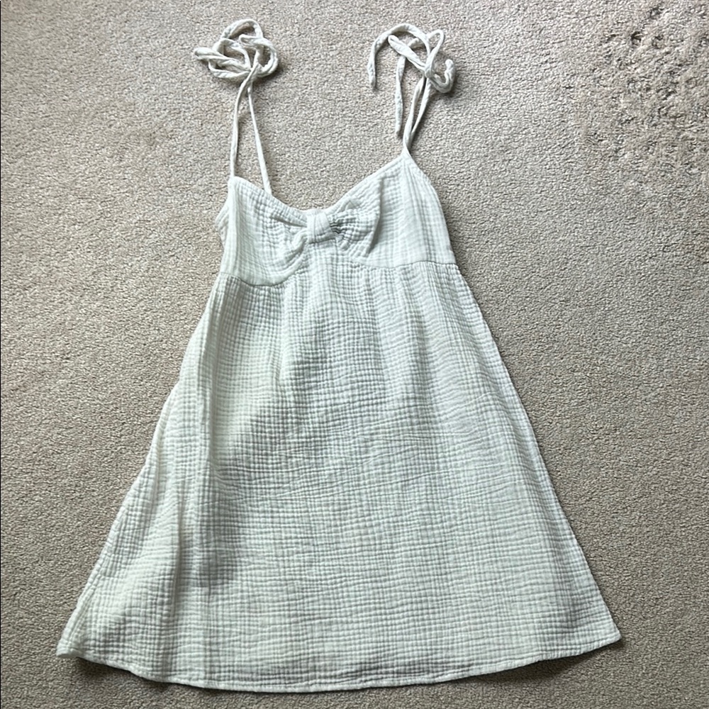White Gingham Sundress with Tie Straps